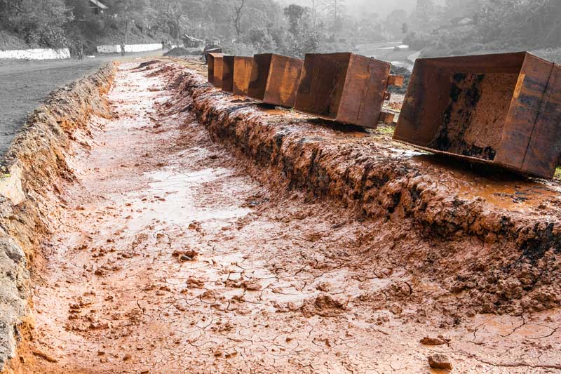 Highly contaminated (untreated) slurry from an underground coalmine in Tipong Colliery of Makum Coalfield in Tinsukhia district, Assam being dumped in open environment